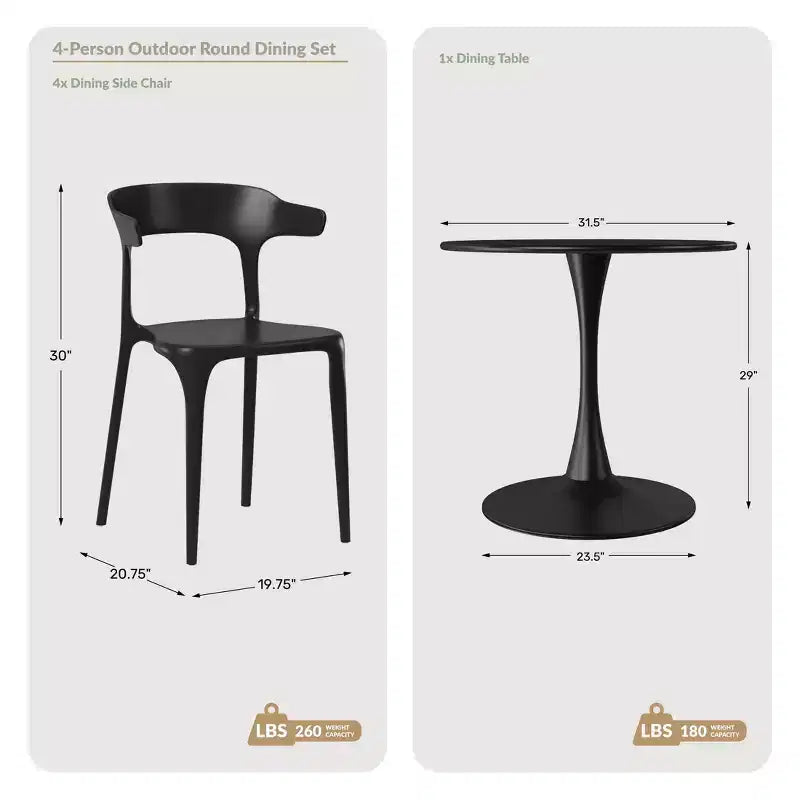 Ensemble de salle à manger d'extérieur WestinTrends Playa 5 pièces en métal avec chaises de patio empilables