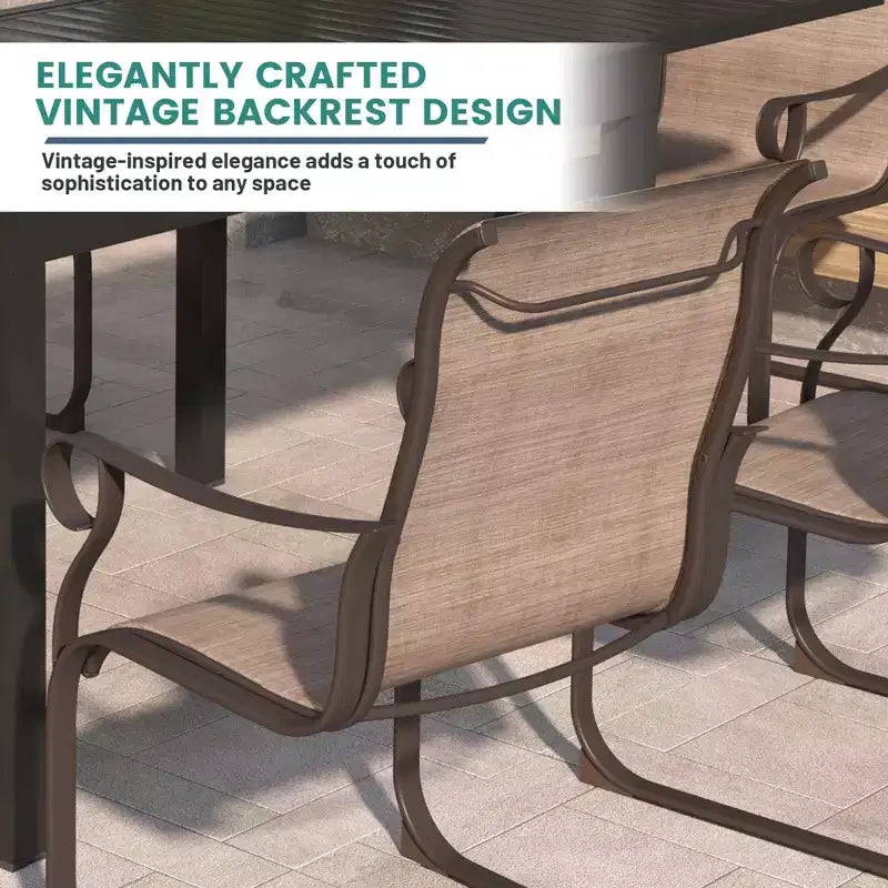 Mondawe 7-Piece Outdoor Steel Dining Set,With 1 Square Table & 6 Dining Chairs