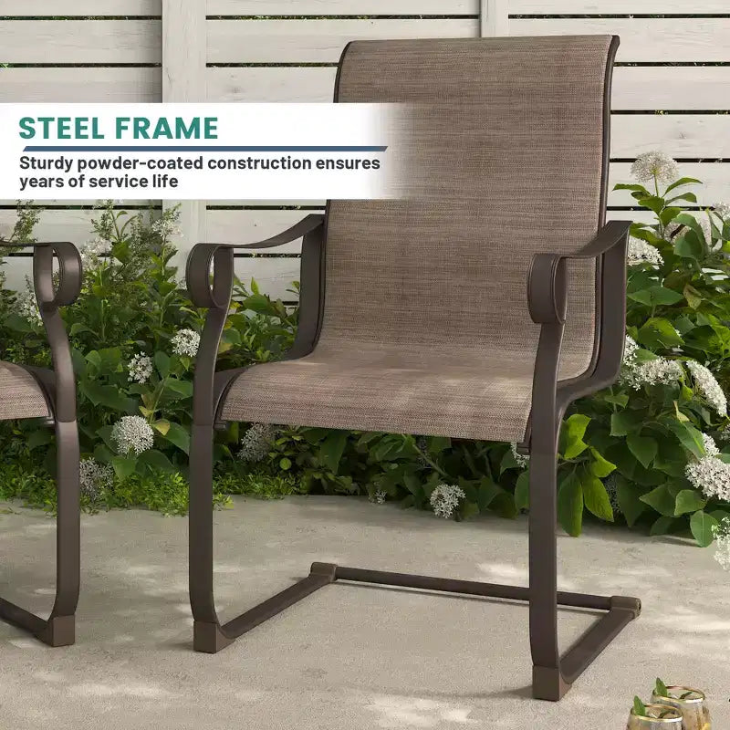 Mondawe 7-Piece Outdoor Steel Dining Set,With 1 Square Table & 6 Dining Chairs