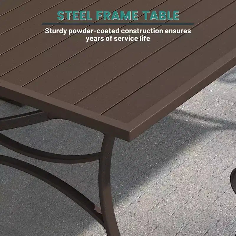 Mondawe 7-Piece Outdoor Steel Dining Set,With 1 Square Table & 6 Dining Chairs