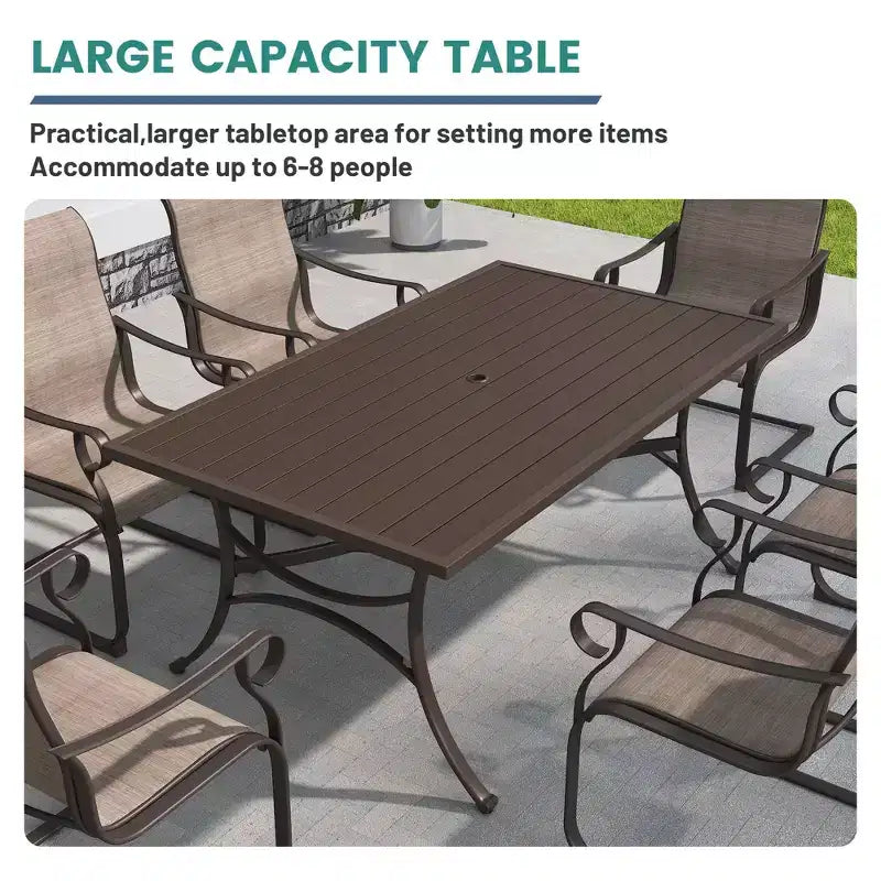 Mondawe 7-Piece Outdoor Steel Dining Set,With 1 Square Table & 6 Dining Chairs