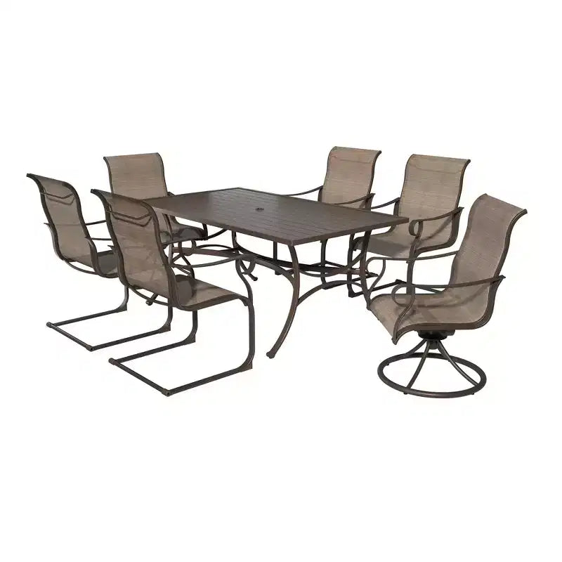 Mondawe 7-Piece Outdoor Steel Dining Set,With 1 Square Table & 6 Dining Chairs