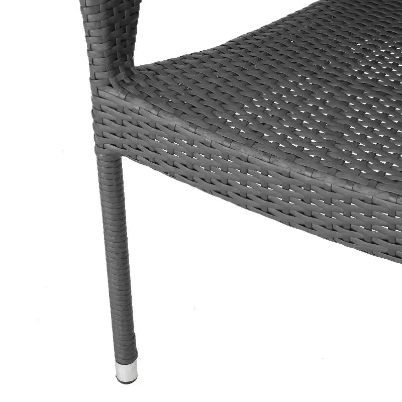 GDFStudio Outdoor Wicker and Acacia Wood and Wicker 7 Piece Dining Set