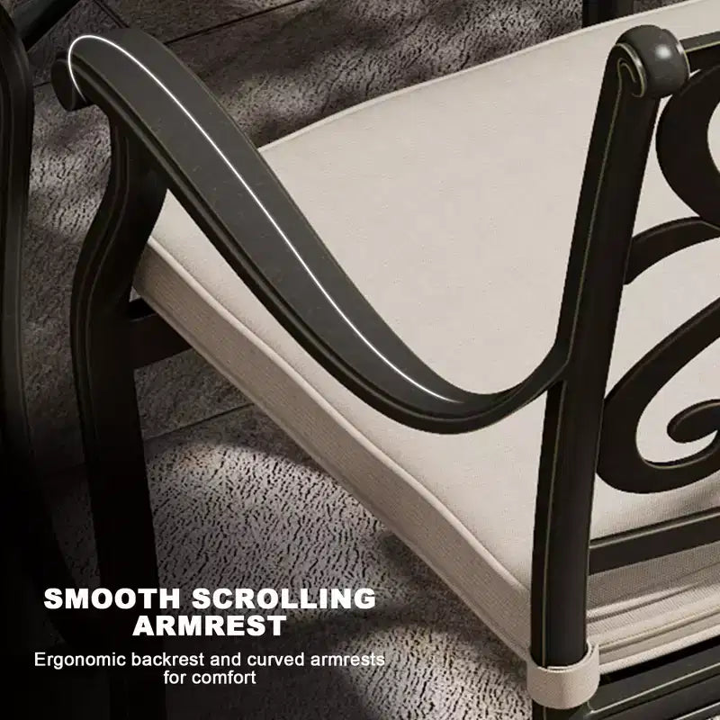 Mondawe Ensemble de salle à manger d'extérieur 7 pièces en aluminium moulé avec 4 chaises de salle à manger et 2 fauteuils à bascule pivotants