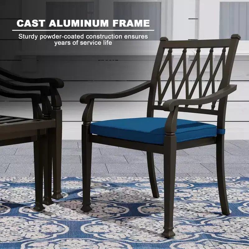 Mondawe 5 Pieces Round Cast Aluminum Outdoor Dining Set with 4 Dining Chair