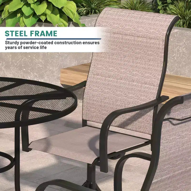 Mondawe 7-Piece Outdoor Patio Dining Set,With 1 Piece Extendable Rectangle Table and 6 Piece 360 Degree Swivel Chair