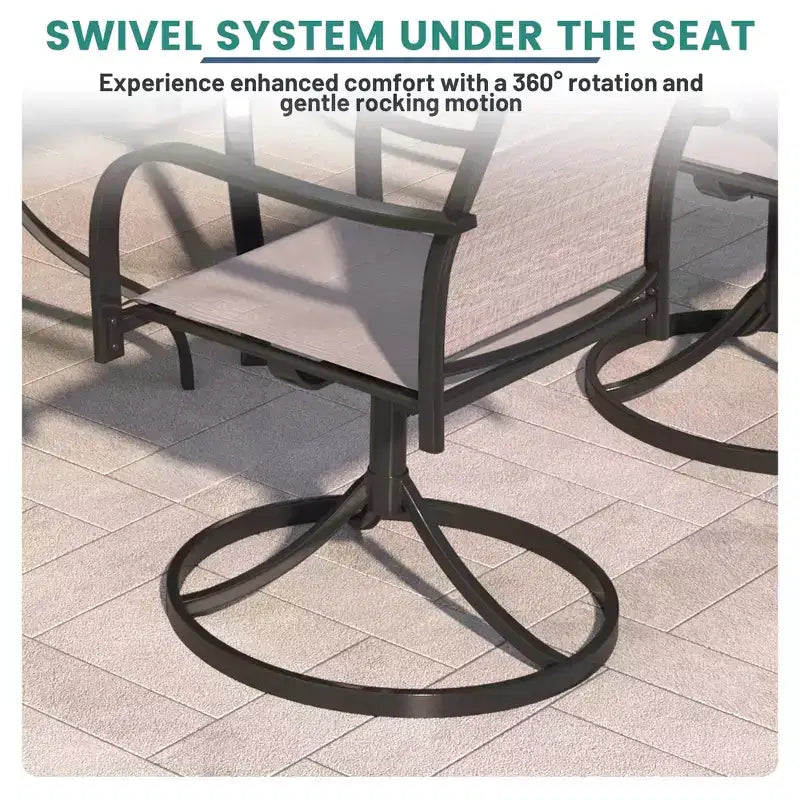 Mondawe 7-Piece Outdoor Patio Dining Set,With 1 Piece Extendable Rectangle Table and 6 Piece 360 Degree Swivel Chair