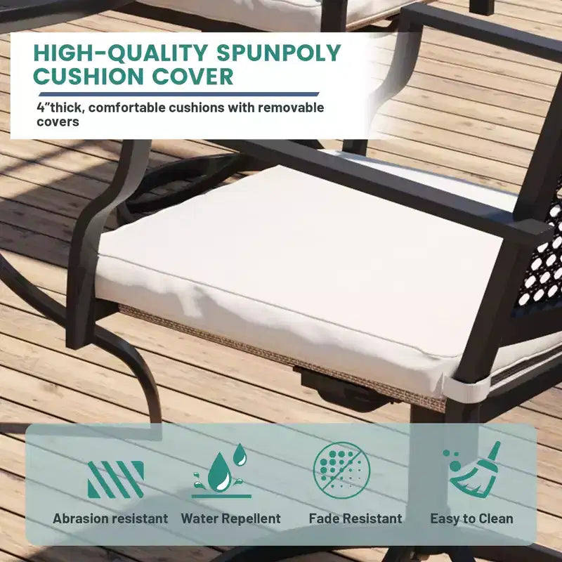 Mondawe 7-Piece Outdoor Dining ,With 1 Piece Extendable Rectangle Table and 6 Piece 360 Degree Swivel Chair Patio Set