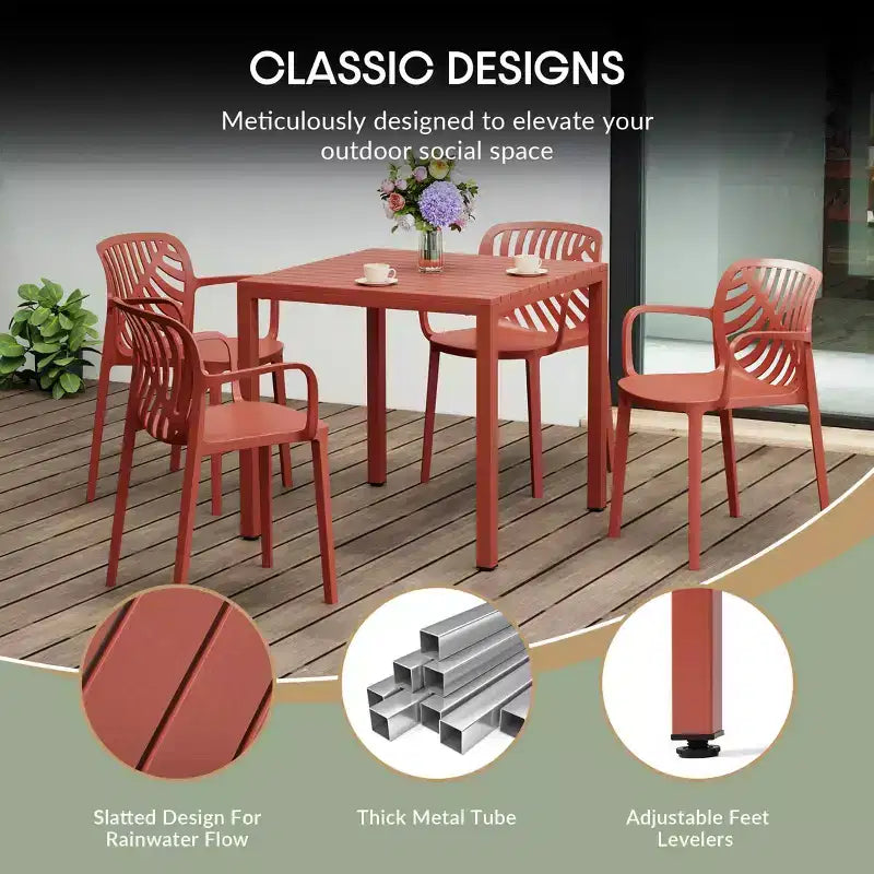 Ensemble de salle à manger d'extérieur 5 pièces WestinTrends Playa avec table à cadre métallique et chaises de patio empilables