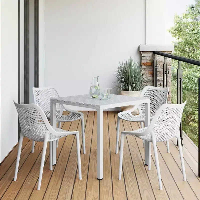 Ensemble de salle à manger d'extérieur 5 pièces WestinTrends Playa avec table à cadre métallique et chaises de patio empilables