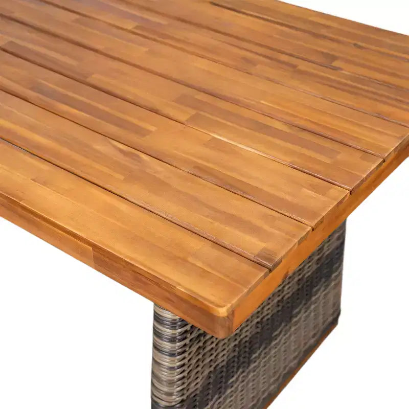 Christopher Knight Home Penelope Rustic 7 Piece Outdoor Acacia Wood Slatted Dining Set with Rattan Table