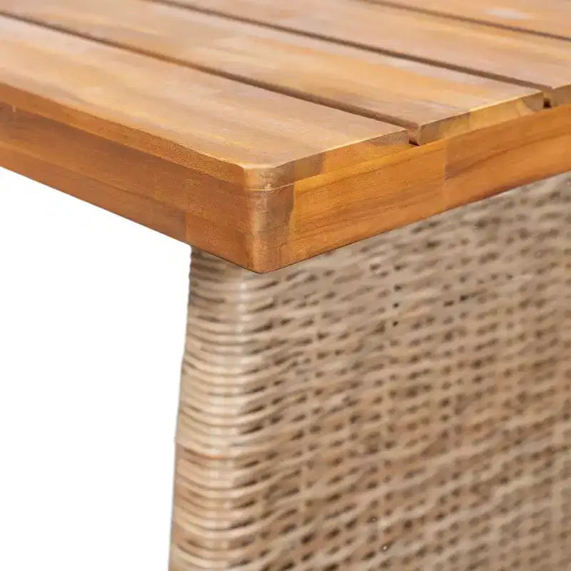 Christopher Knight Home Penelope Rustic 7 Piece Outdoor Acacia Wood Slatted Dining Set with Rattan Table