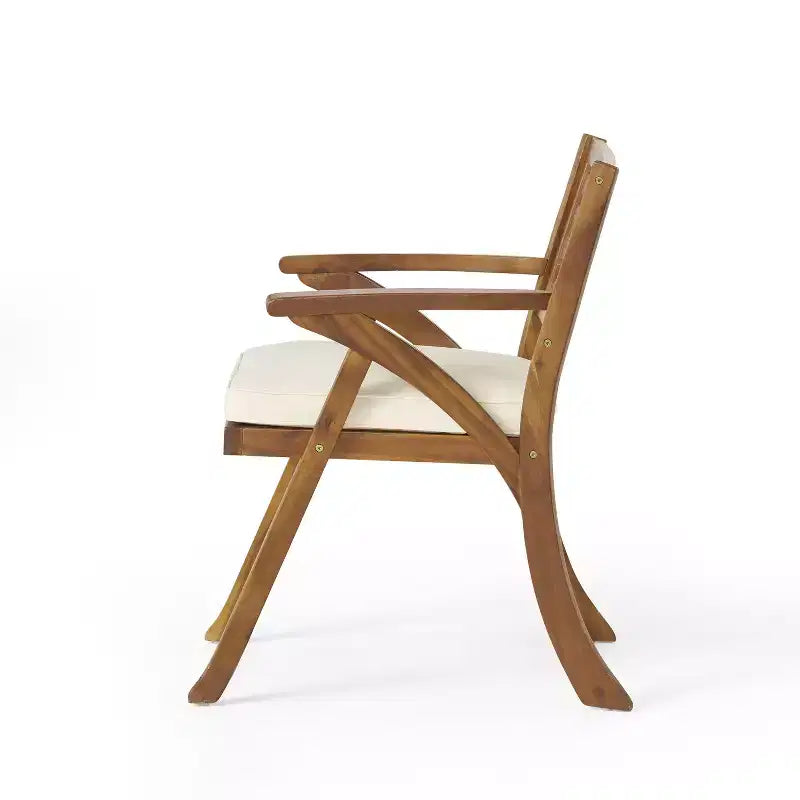 Christopher Knight Home Clara Ensemble de salle à manger d'extérieur rustique 6 pièces en rotin et bois d'acacia à lattes avec coussins
