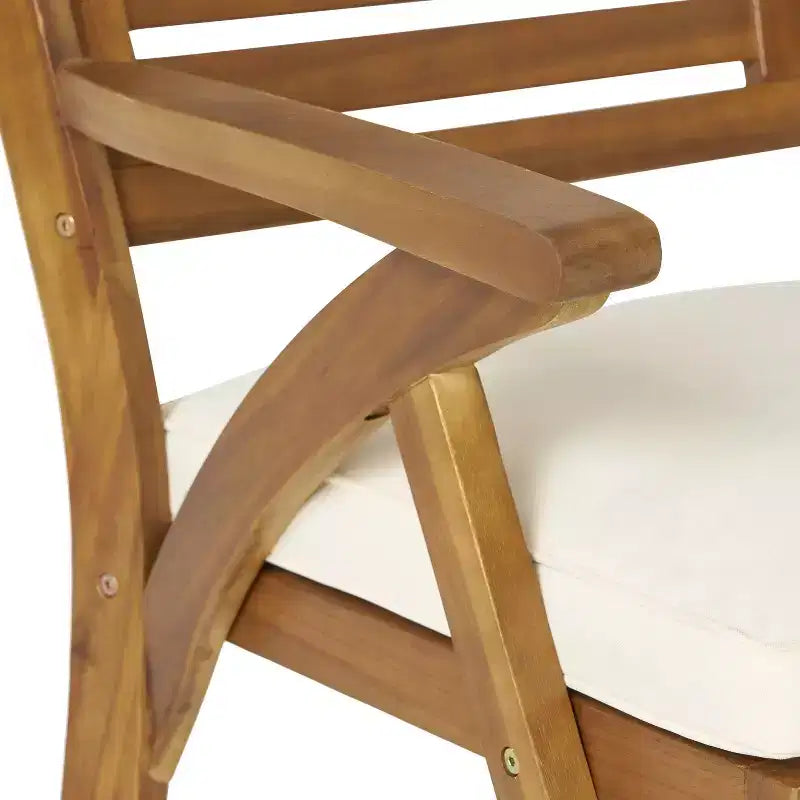 Christopher Knight Home Clara Ensemble de salle à manger d'extérieur rustique 6 pièces en rotin et bois d'acacia à lattes avec coussins