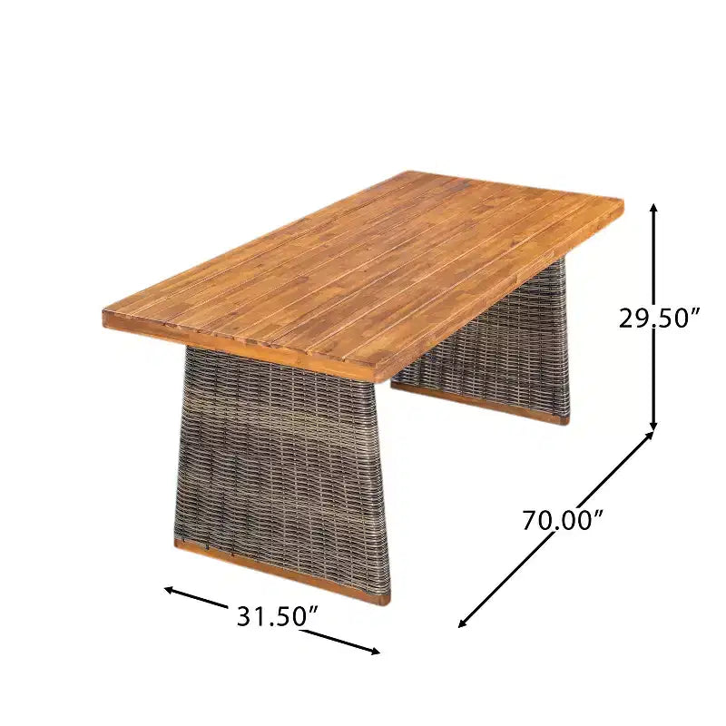 Christopher Knight Home Clara Ensemble de salle à manger d'extérieur rustique 6 pièces en rotin et bois d'acacia à lattes avec coussins