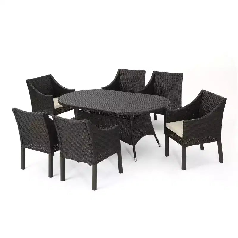 Christopher Knight Home Franco Outdoor Wicker and Iron 7 Piece Dining Set with Cushion