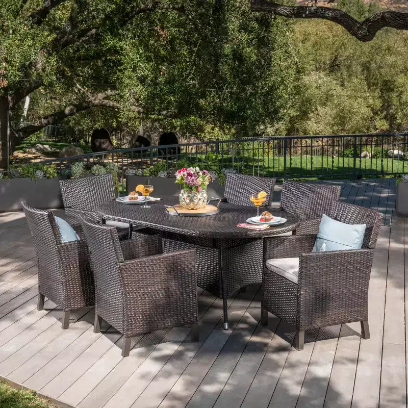 Christopher Knight Home Cypress Outdoor Wicker 7 Piece Dining Set with Cushion