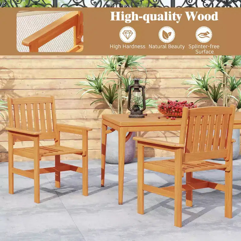 Costway 7 PCS Patio Wood Dining Table Set with 2 Umbrella Hole Outside Furniture Set