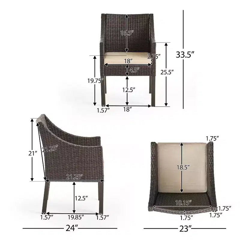 Christopher Knight Home Damas Outdoor Acacia Wood and Wicker 5 Piece Dining Set with Cushion