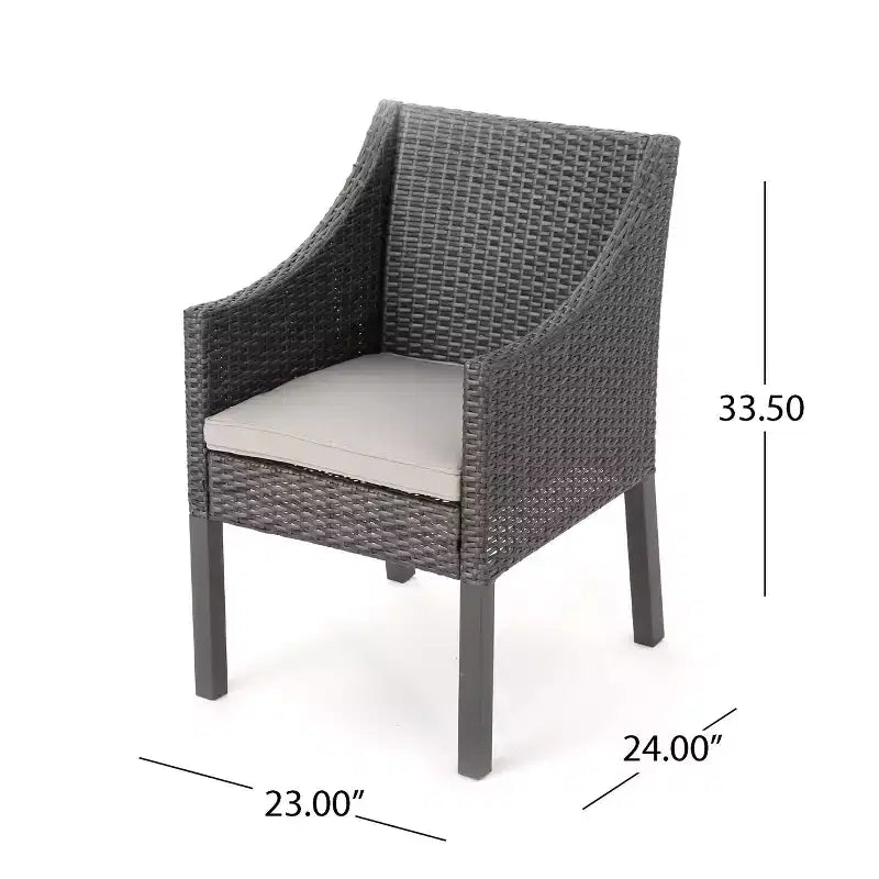 Christopher Knight Home Damas Outdoor Acacia Wood and Wicker 5 Piece Dining Set with Cushion
