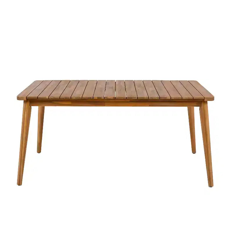 Christopher Knight Home Corin Elara 5 Piece Patio Acacia Wood Woven Rope Dining Set with Slatted Table and Cushions