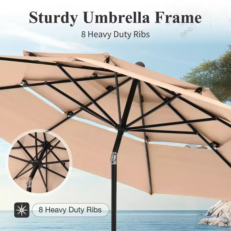 Captiva Designs 6pc Patio Square Table with Steel Frame & Stylish Cushioned Chairs &10ft Umbrella