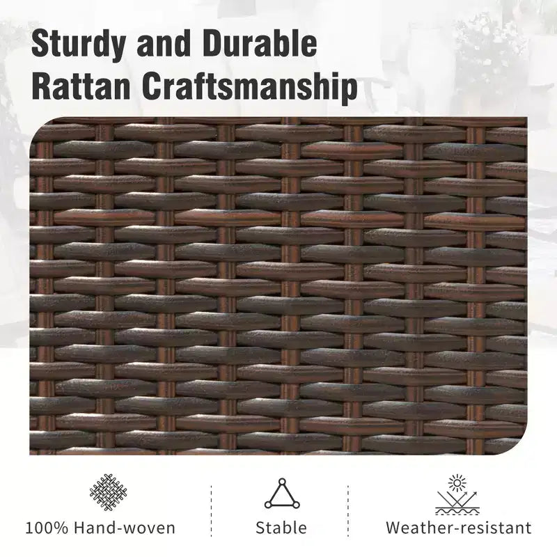 Captiva Designs 7Pc Patio Dining Oil Finished Tabletop Acacia Wood Table & Rattan Chairs