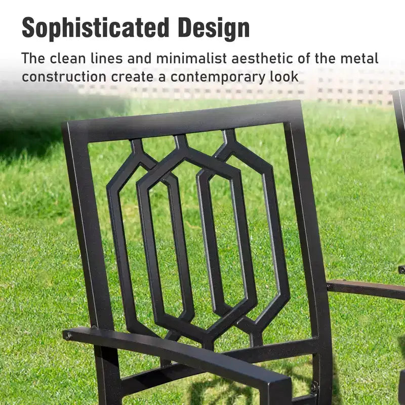 Captiva Designs 6pc Outdoor Patio Steel Dining Table & Swivel Metal Chairs & Market Umbrella