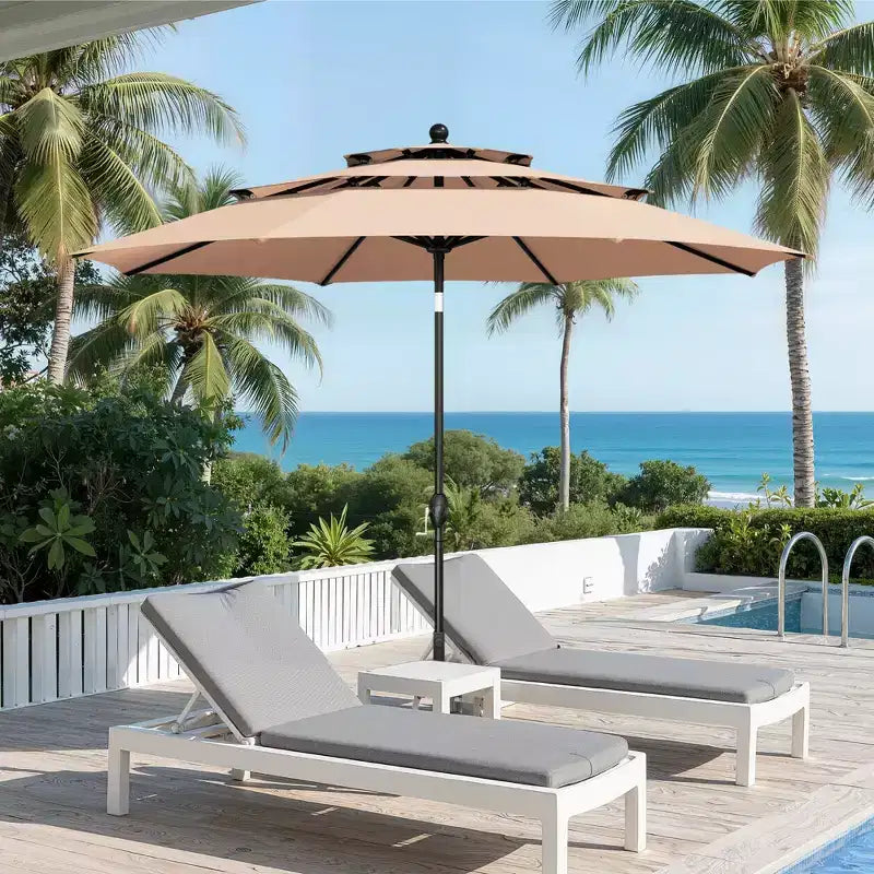 Captiva Designs 6pc Outdoor Patio Steel Dining Table & Swivel Metal Chairs & Market Umbrella