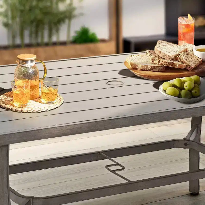 HAPPATIO 7 Piece Aluminum Patio Dining Set, Outdoor Dining Table and Chairs Set