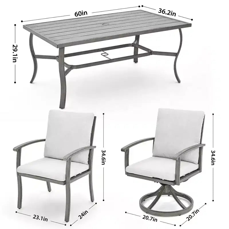 HAPPATIO 7 Piece Aluminum Patio Dining Set, Outdoor Dining Table and Chairs Set