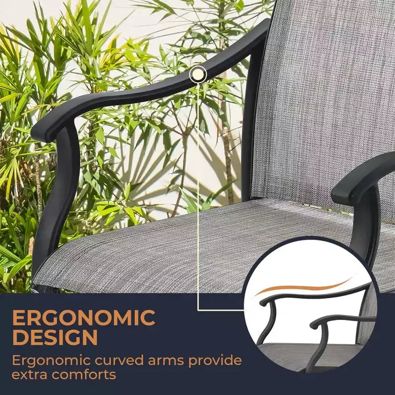 HAPPATIO 7 Piece Patio Dining Set,Outdoor Dining Set,2 Swivel Dining Chairs,4 Leg Dining Chairs,Textilene Furniture Set for Patio,Yard,Pool