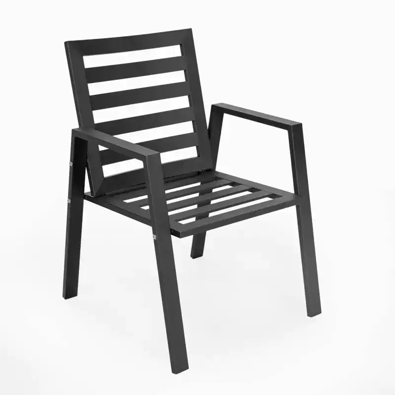 LesiureMod Chelsea 7 PCS Patio Dining Set - Outdoor Aluminum Dining Table with Umbrella Hole and Arm Chairs with Cushion