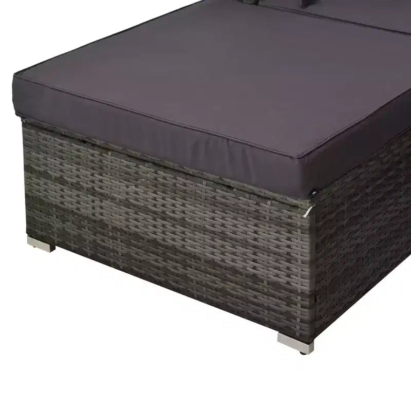 5-Piece Outdoor Sectional Furniture, Patio Sofa Set, PE Wicker Couch, Cushions, Pillows, Ottoman, Table