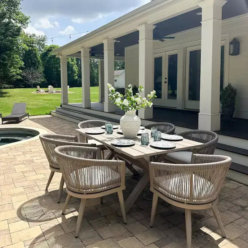 PURPLE LEAF Patio Dining Set All-Weather Wicker Aluminium Outdoor Table and Chairs Set for Backyard Decor Kitchen Modern Furniture Set