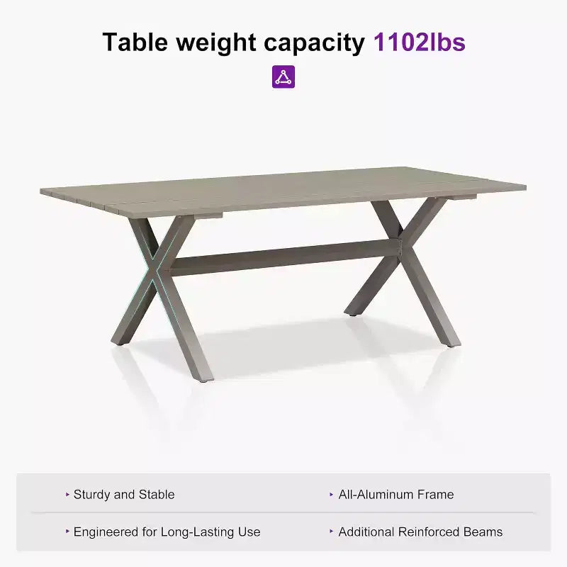 PURPLE LEAF Patio Dining Set All-Weather Wicker Aluminium Outdoor Table and Chairs Set for Backyard Decor Kitchen Modern Furniture Set