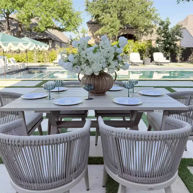 PURPLE LEAF Patio Dining Set All-Weather Wicker Aluminium Outdoor Table and Chairs Set for Backyard Decor Kitchen Modern Furniture Set