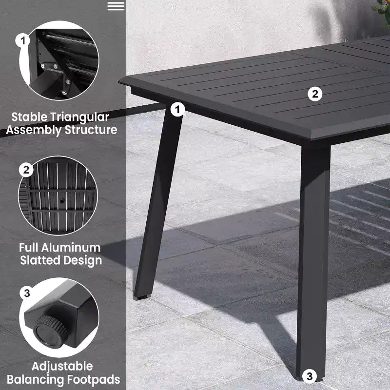 Crestlive Products Aluminum Outdoor Dining sets Patio Dining Table with Classic Round Armchairs for 6-10 People Outside