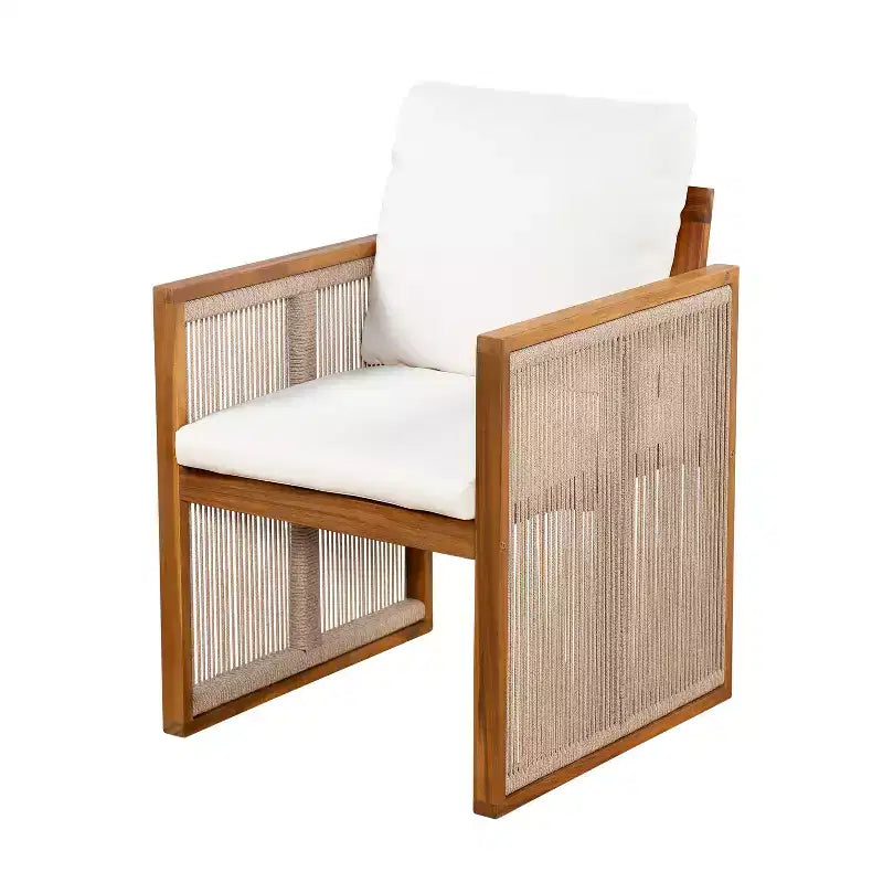 Christopher Knight Home Reina Ensemble repas d'extérieur moderne 5 pièces en bois d'acacia avec corde tressée à la main