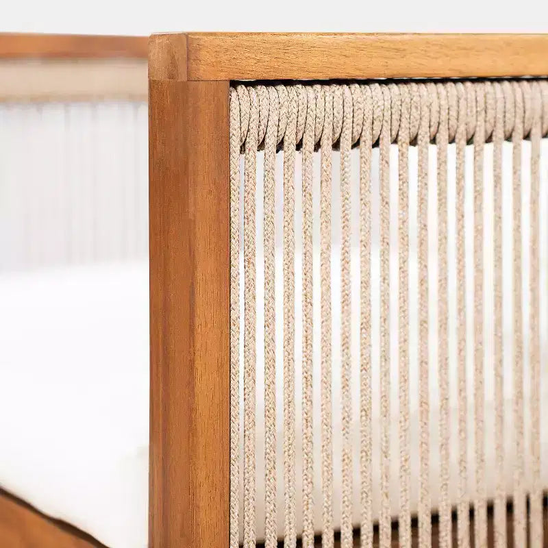 Christopher Knight Home Reina Ensemble repas d'extérieur moderne 5 pièces en bois d'acacia avec corde tressée à la main