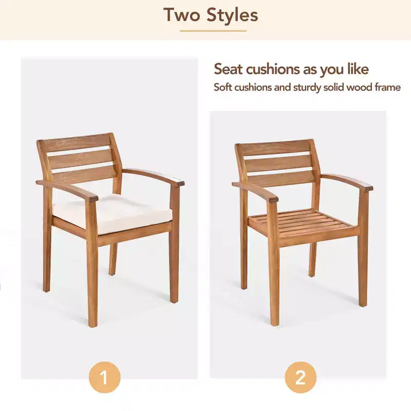 CLIHOME Outdoor Wood Dining Set For 7-8 Person, Outdoor Dining Furniture With Removable Cushions, Ergonomic Chairs And Bench