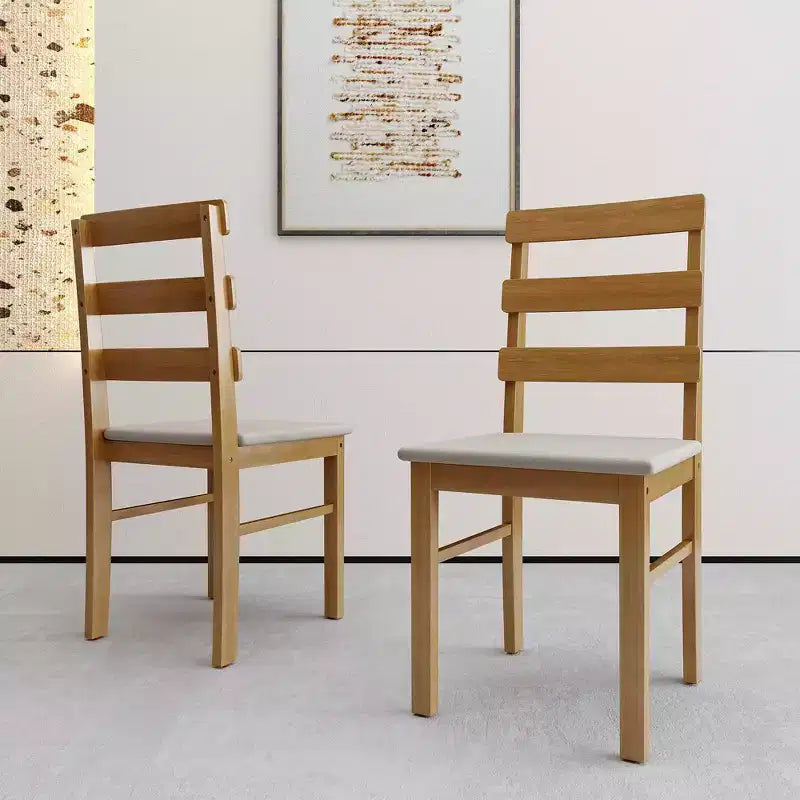 MAYEERTY 5-Piece Solid Wood Dining Table and Chair Set, Original Wood Color Rectangle Table with 4 Back Chairs