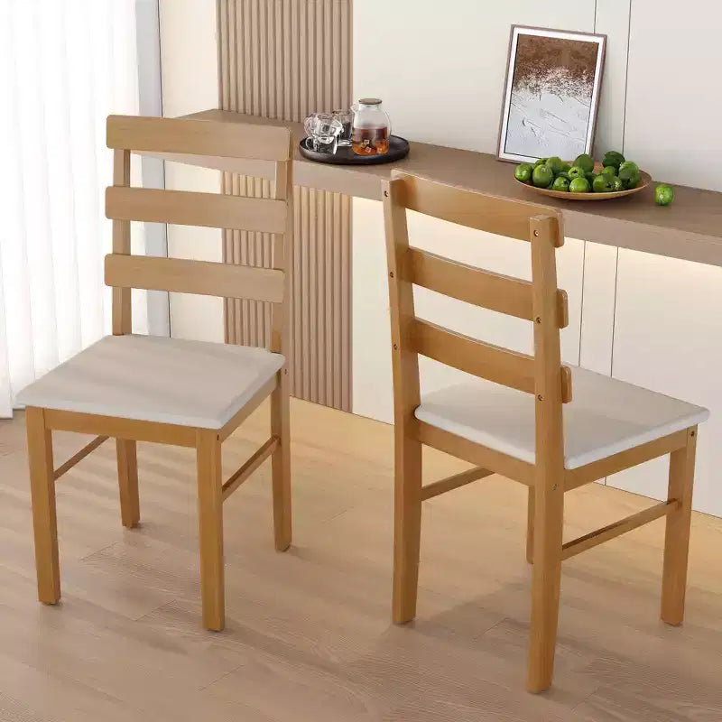 MAYEERTY 5-Piece Solid Wood Dining Table and Chair Set, Original Wood Color Rectangle Table with 4 Back Chairs