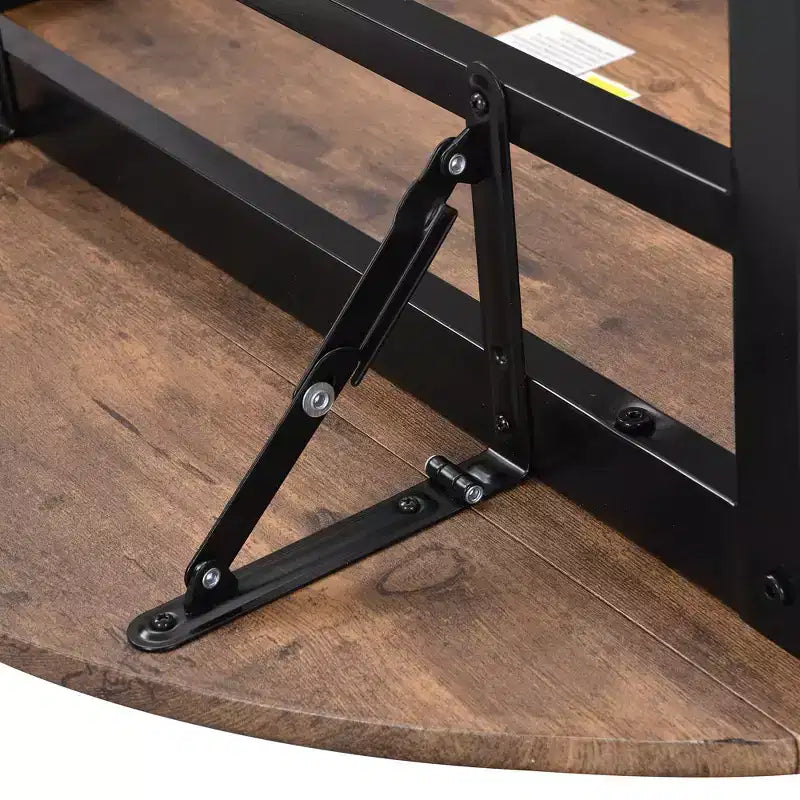MAYEERTY Ensemble de salle à manger rond 3 pièces avec plateau à rabat, cadre noir, finition marron rustique, avec 2 chaises pour petits espaces