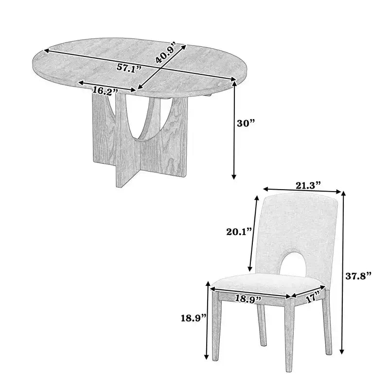 MAYEERTY Ensemble de table à manger ronde moderne extensible 5 pièces, ensemble de table pour petit espace avec rallonge de 16,2, expresso + gris