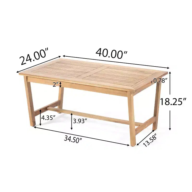 MAYEERTY 4-Piece Acacia Wood Patio Chat Set, Gray Water Resistant Cushions