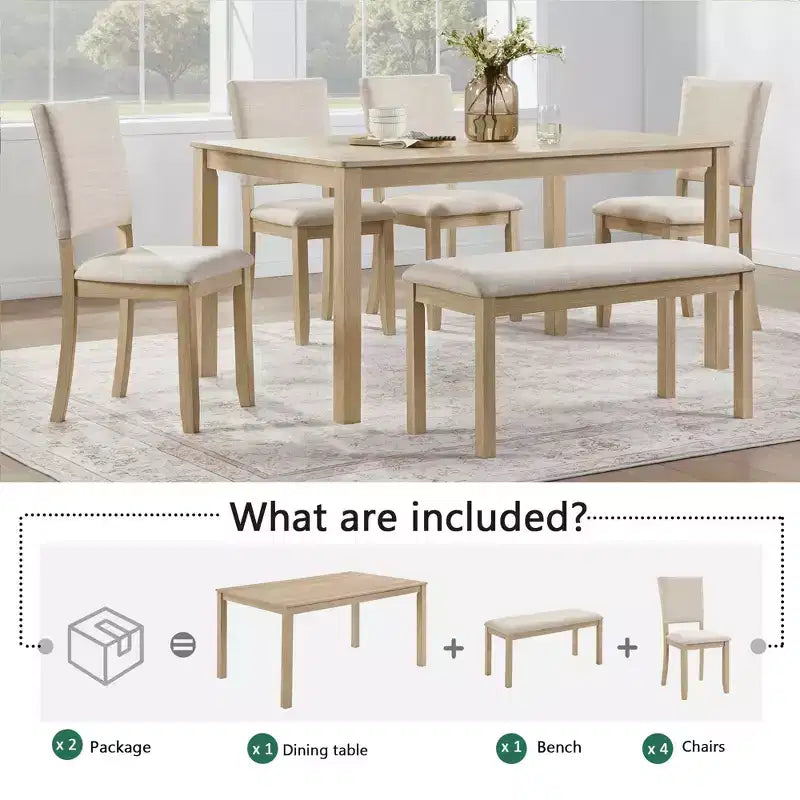 MAYEERTY 5-Piece 47.3 Modern Round Dining Set, 4 Upholstered Chairs, Antique Black & Beige