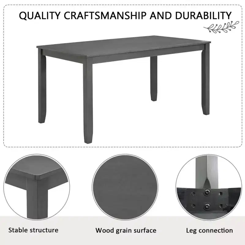 MAYEERTY Ensemble table à manger moderne 6 pièces, Table en bois avec 4 chaises et un banc, Gris