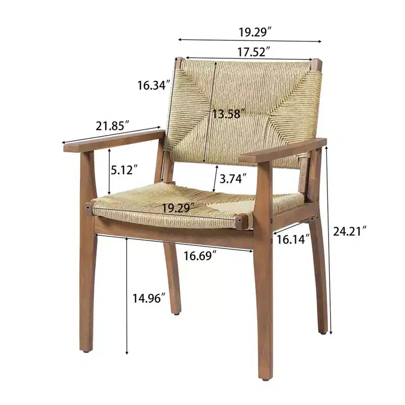 Christopher Knight Home Nan Farmhouse 5 Piece Outdoor Acacia Wood Dining Set with 4 Wicker Armchairs
