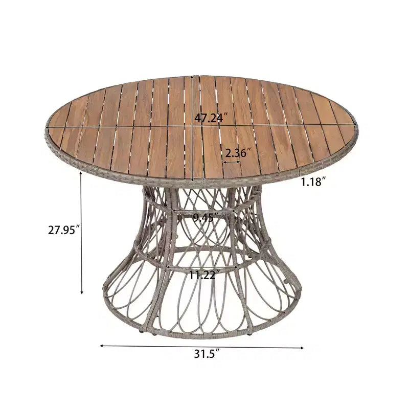 Christopher Knight Home Nan Farmhouse 5 Piece Outdoor Acacia Wood Dining Set with 4 Wicker Armchairs